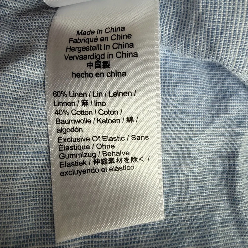 J. Crew Blue Smocked Linen-Cotton Beach Midi Dress Size Medium 41855